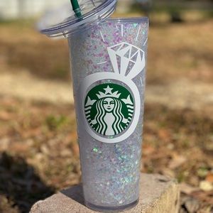 Starbucks Snow-globe Engagement tumbler! Personalized!